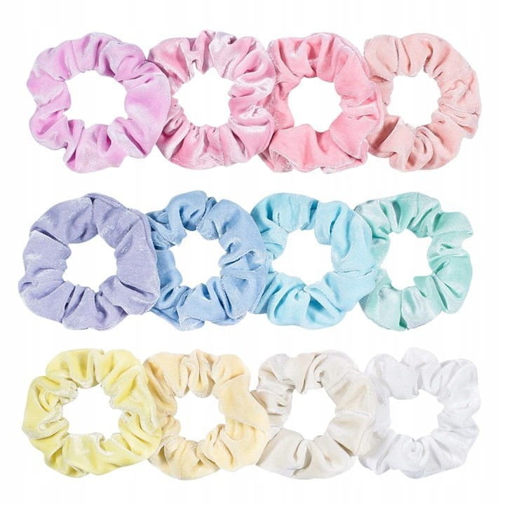 

12 szt scrunchie gumki frotki do włosów pastelowe