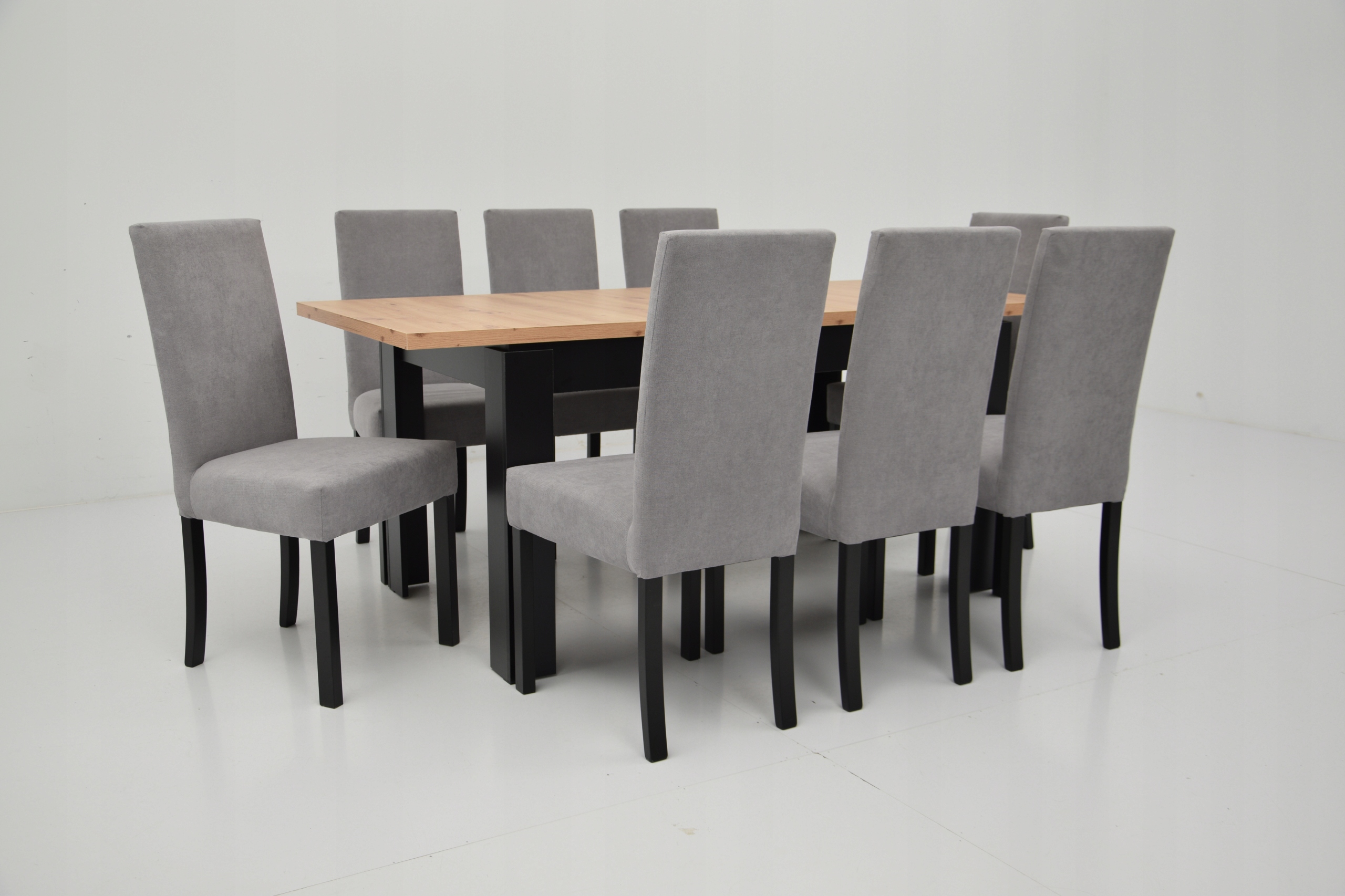 DUŻY zestaw 8 x masywne krzesła + stół DĄB ARTISAN Długość stołu 140 cm