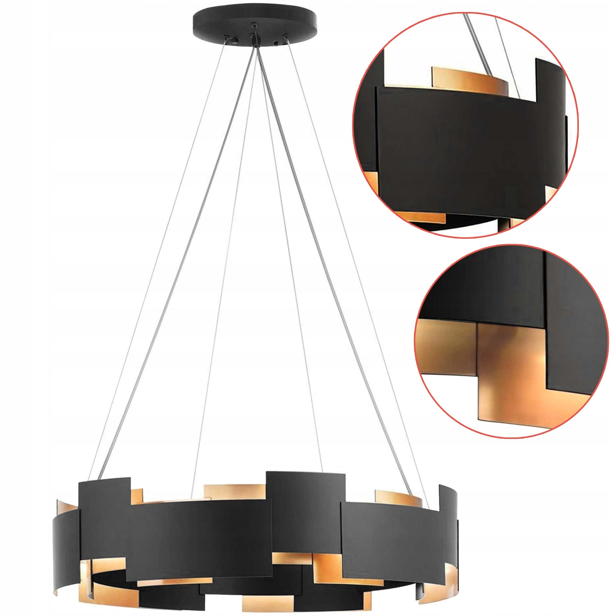 Moderná závesná lampa Loft Indriustal čierna zlatá geometrická 6xG9