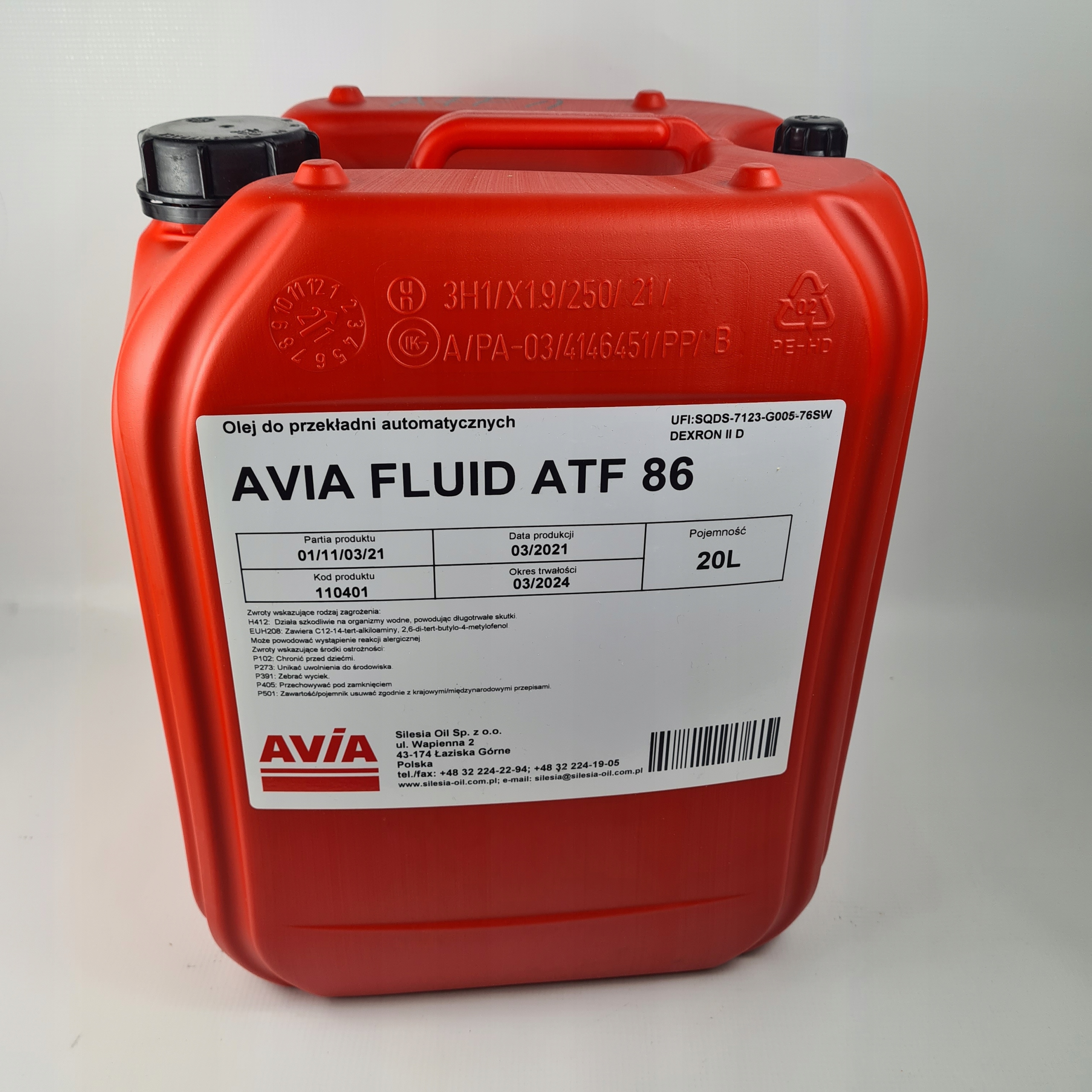 AVIA FLUID ATF II DEXRON IID 20L Producent Avia