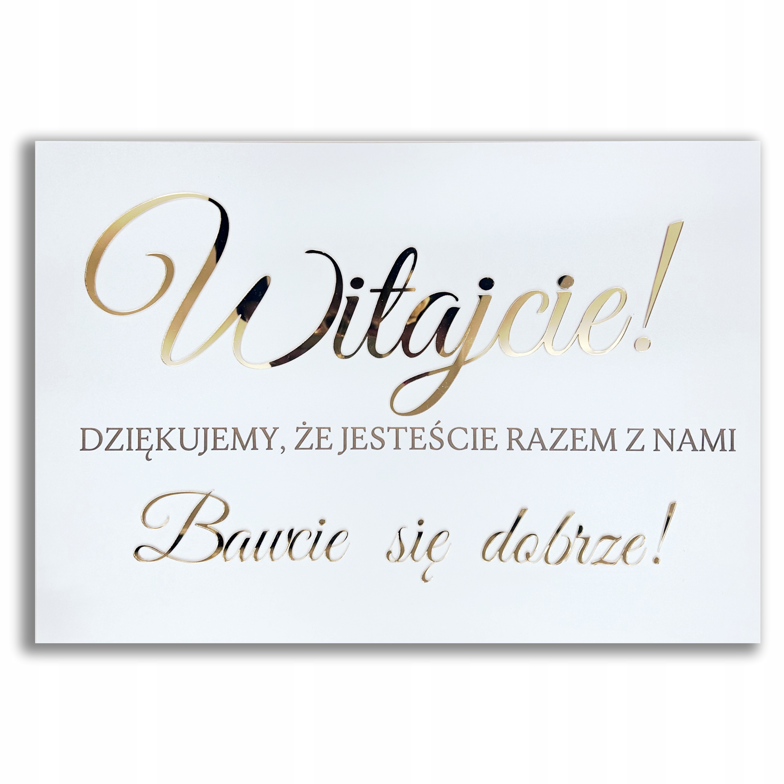 TABLICA POWITALNA ŚLUB WESELE 40X60 BIAŁA ZŁOTE LUSTRO DEKORACJA ŚLUBNA Marka inna