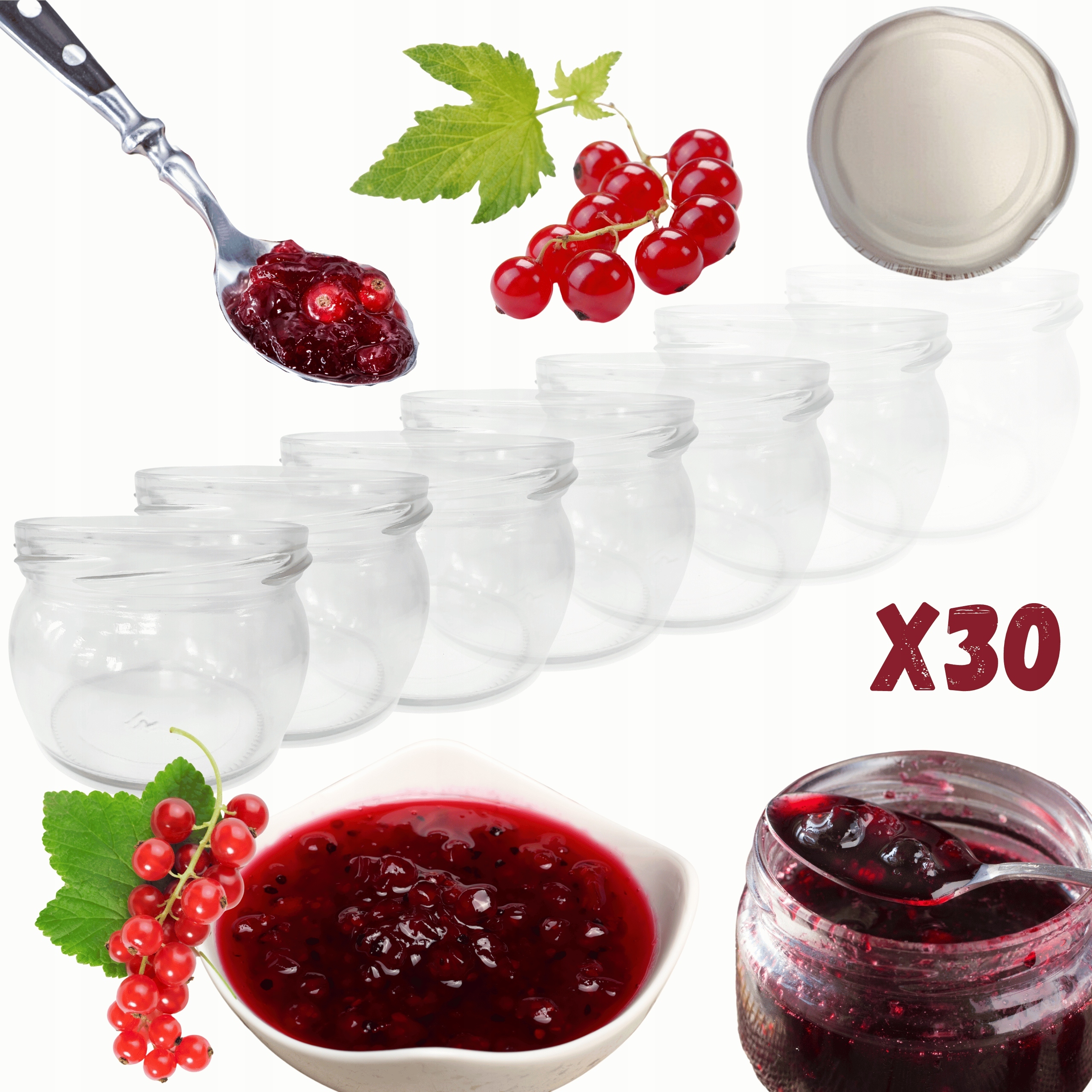 Sklenice 260 Ml sklenice na džem koření dezerty džemy 30ks 82 mm Pzh