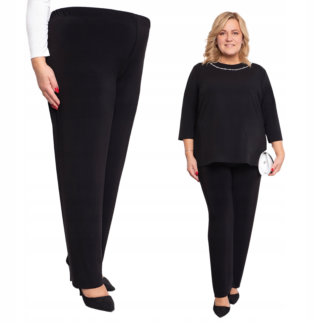 Černé kalhoty z měkkého úpletu plus size, velikost 60/62