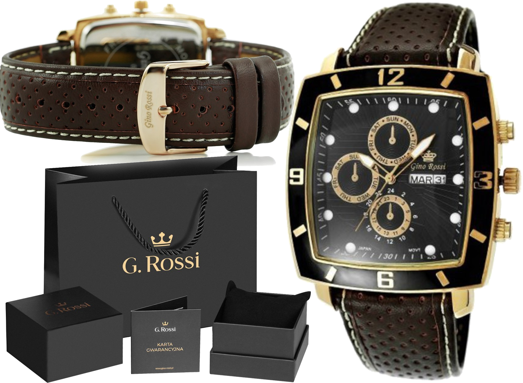 

Zegarek Męski Kwadratowy Ładny Funkcja Daty Box