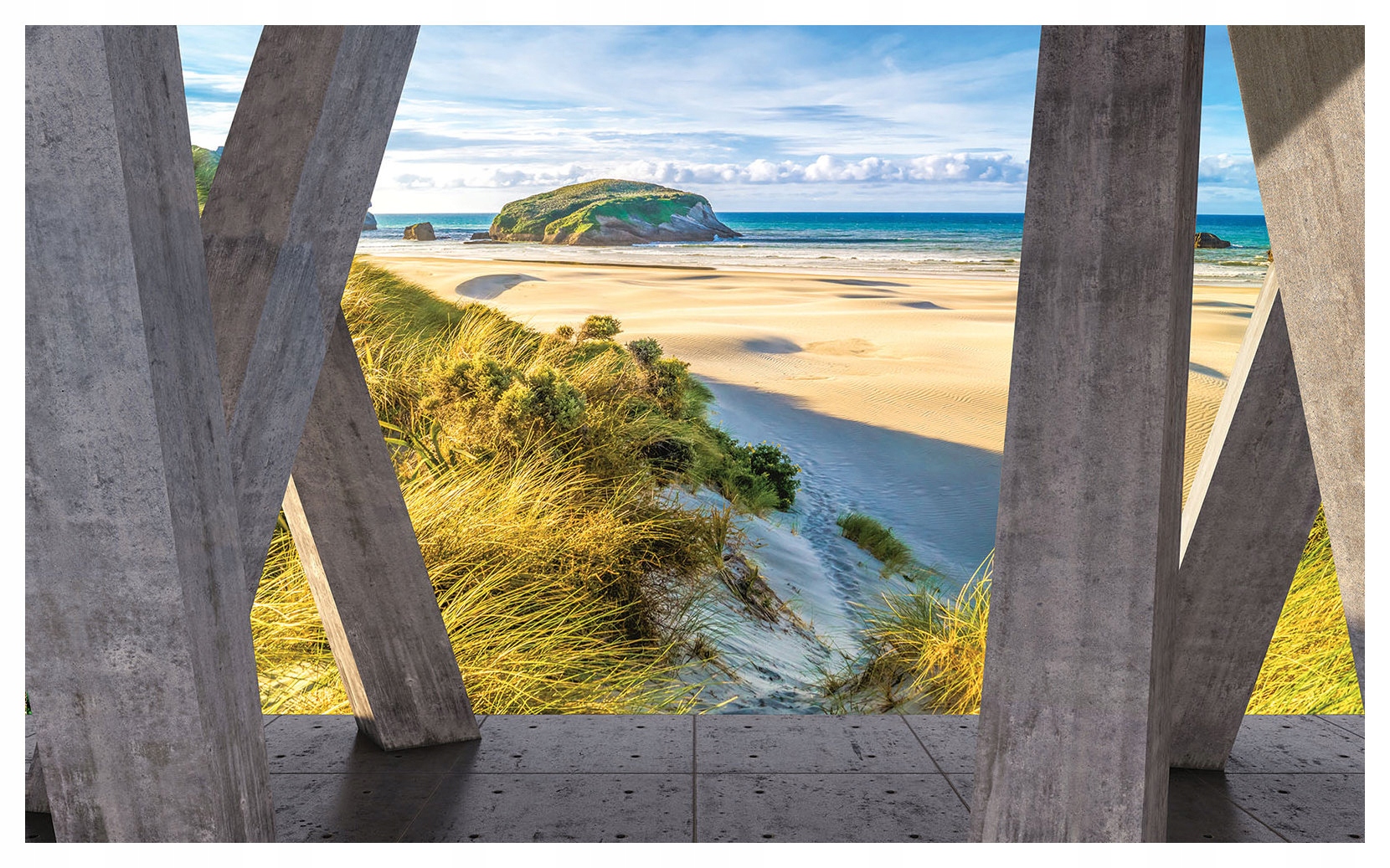 Fototapeta Pláž Betonové sloupy Ostrov Perspektiva Relax 368x254 lepidlo