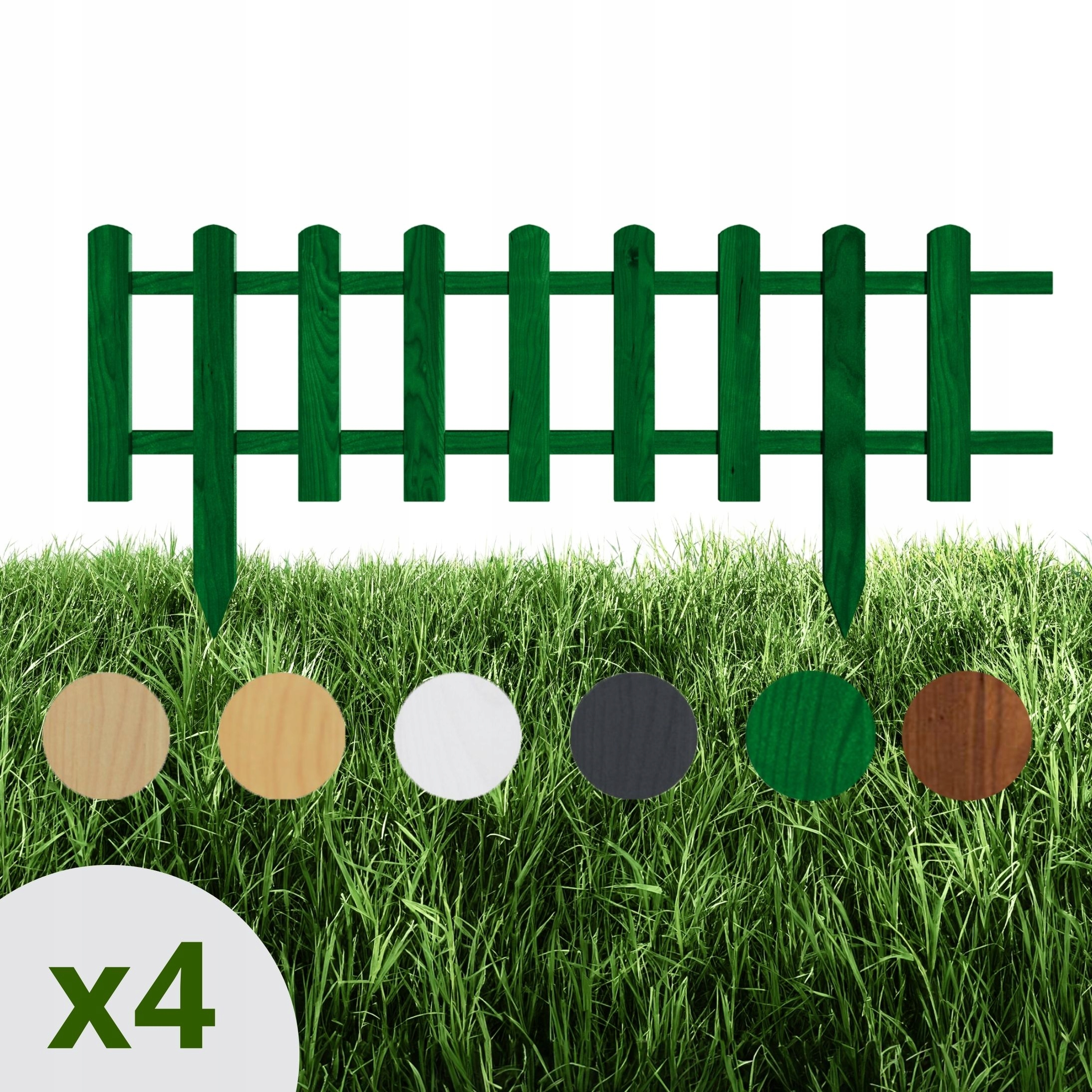 Floranica 4 Ks dřevěného zahradního plotu záhonový 100x30 cm Zelený