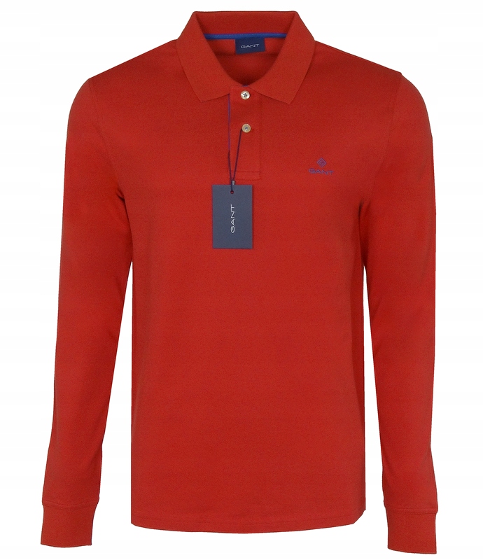 Gant pánské polo s dlouhým rukávem, červené, M