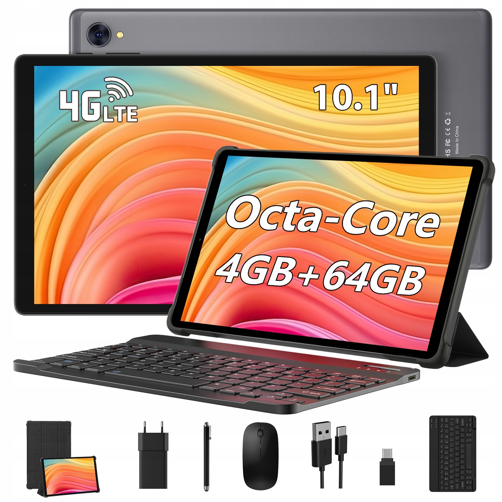 TOSCIDO Tablet 10.1" Octa-Core 4GB+64GB android 11 SIM/4G LTE/WIFI-szary