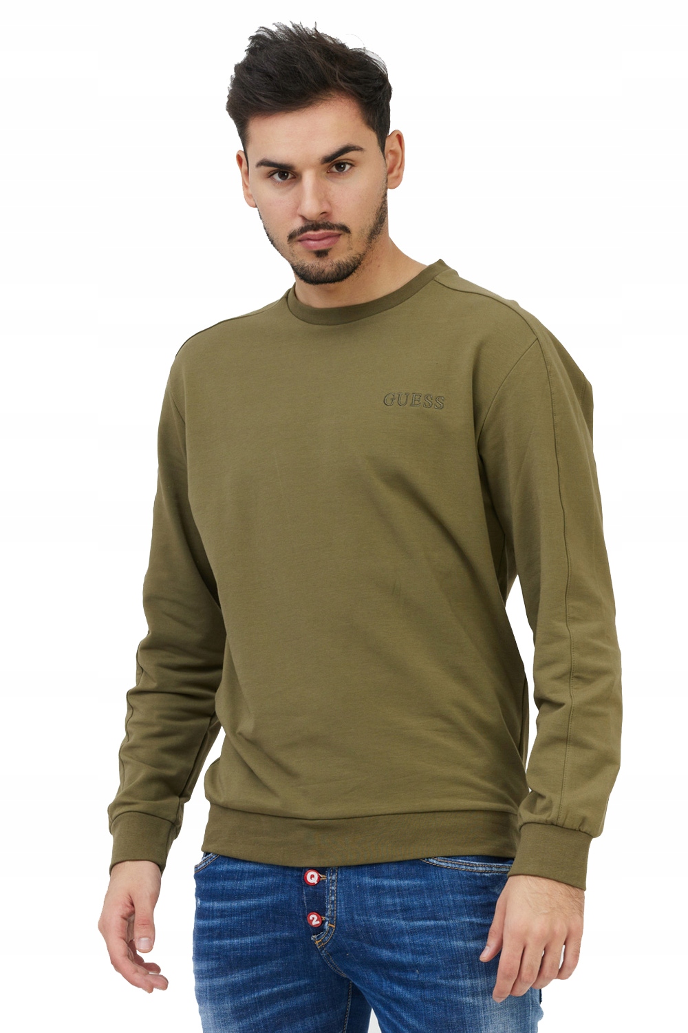 

Guess - Zielona bluza męska z wyszywanym logo XXL