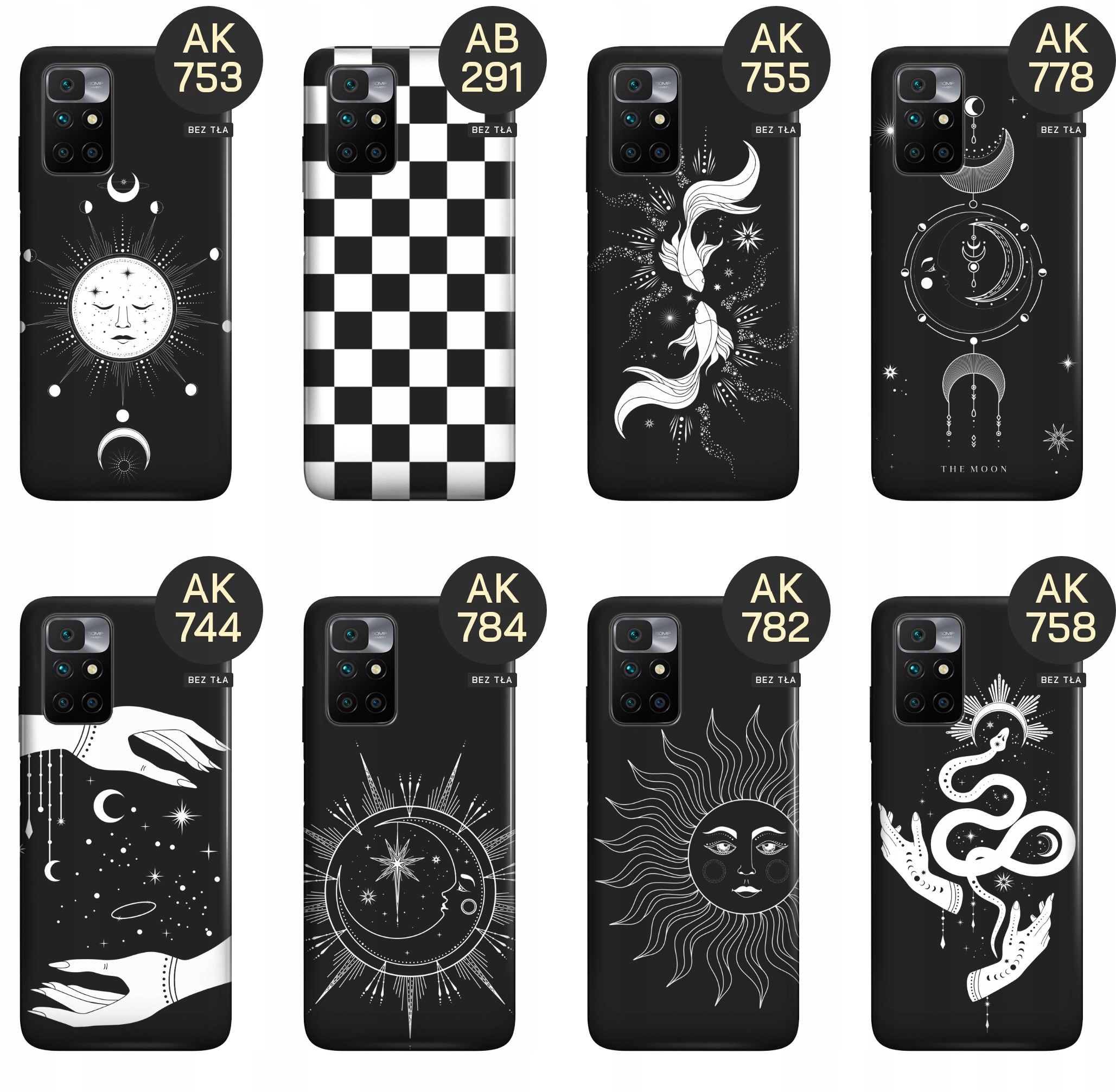 ETUI MATOWE DO XIAOMI REDMI 10 WZORY MISTYCZNE TAROT MISTYKA ASTROLOGIA Kolor biały
