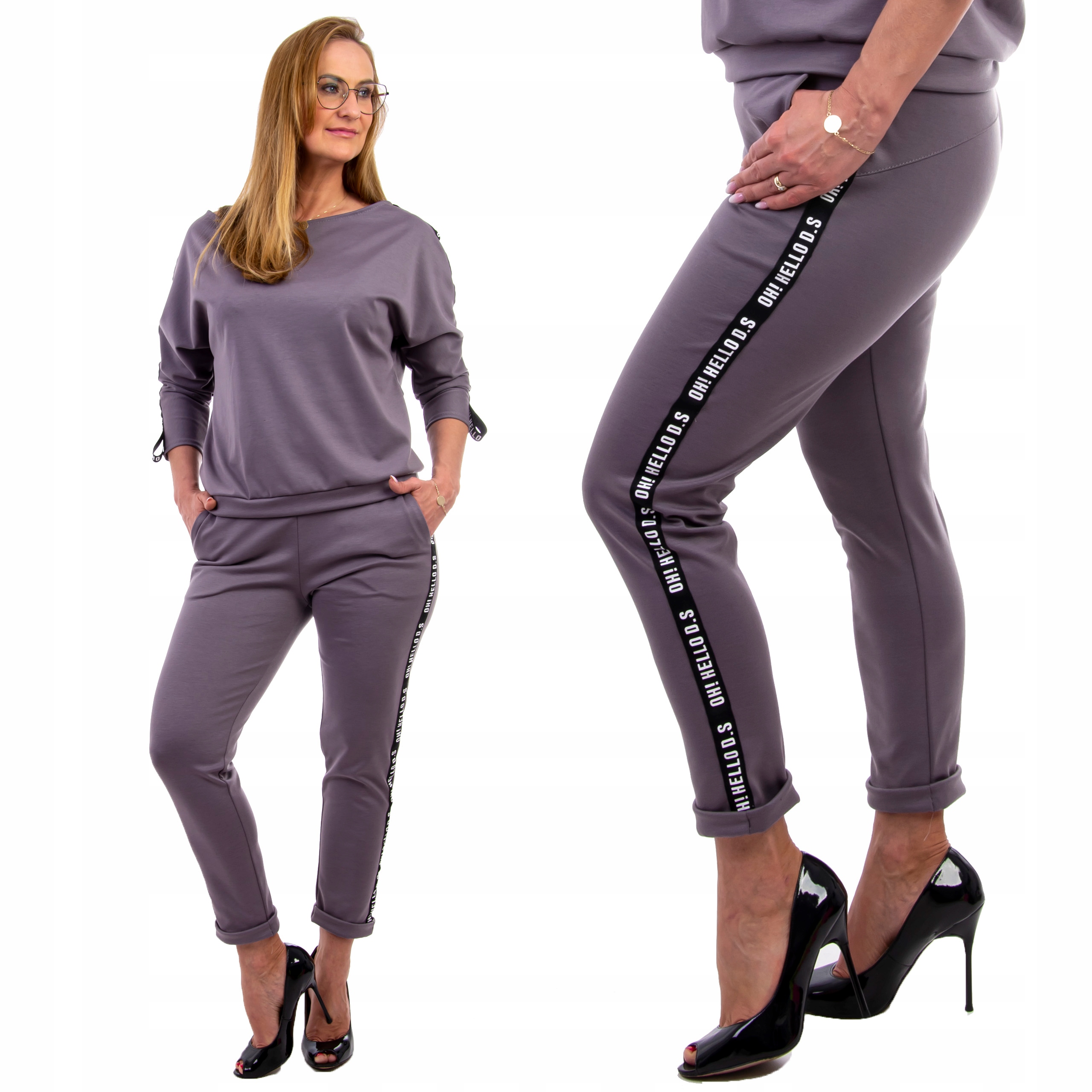 

S260 Spodnie z Lampasem Dres Grafitowe r. M (38)