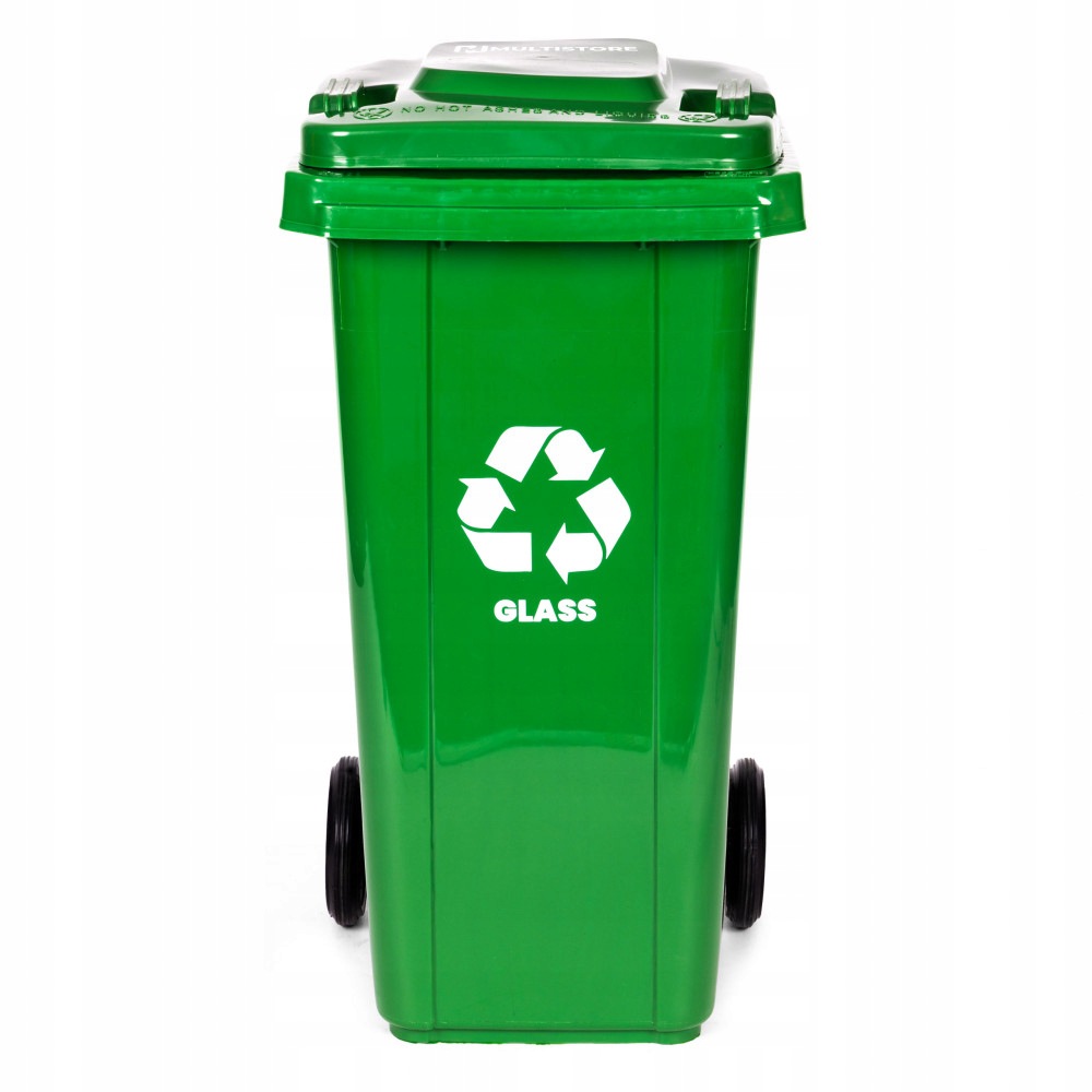 Gumová Kola 240L Odpadkový Koš Hdpe Zelené Sklo