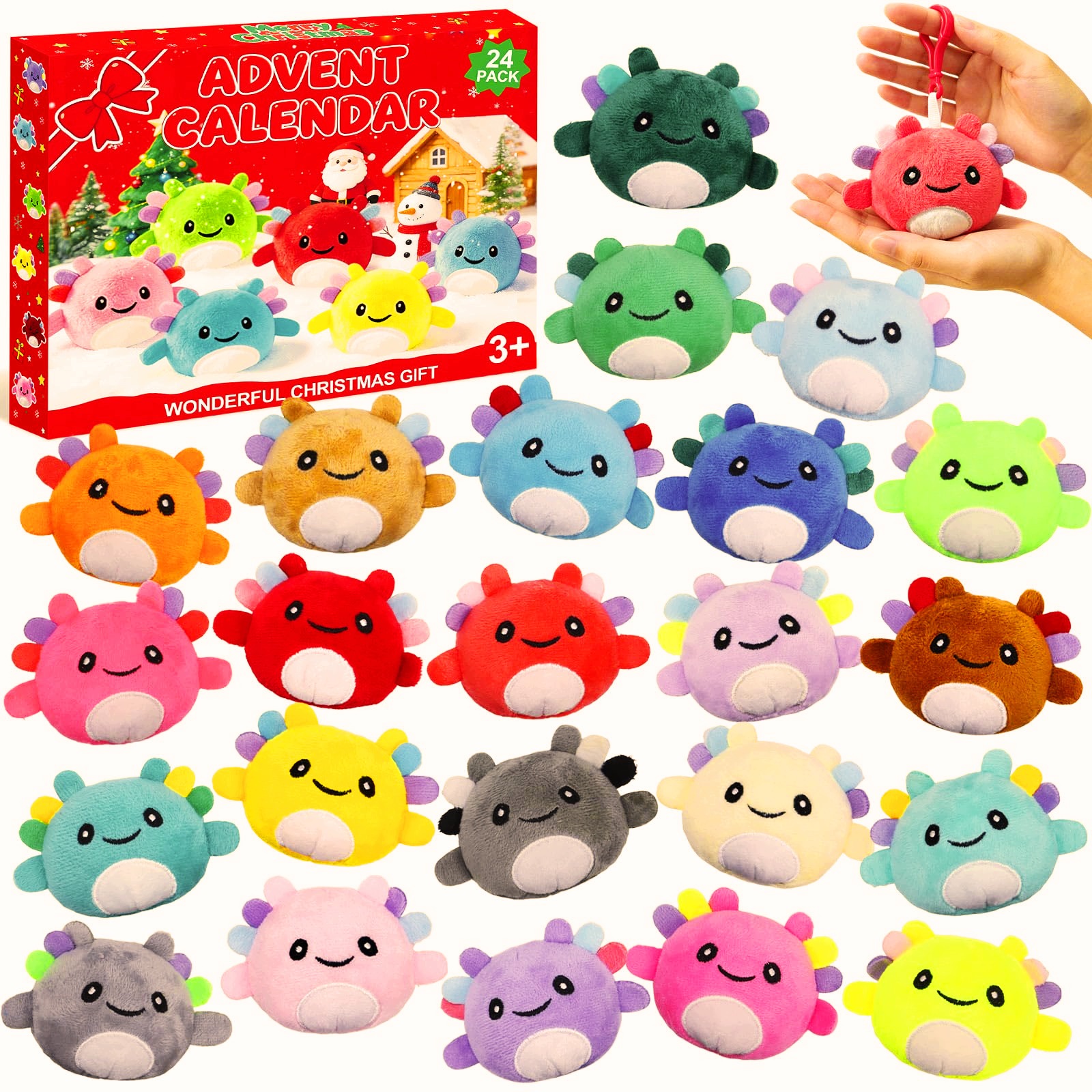 Adventní Kalendář 2026 Axolotl Plyšáci 24 Ks Klíčenek Pro Děti 3+