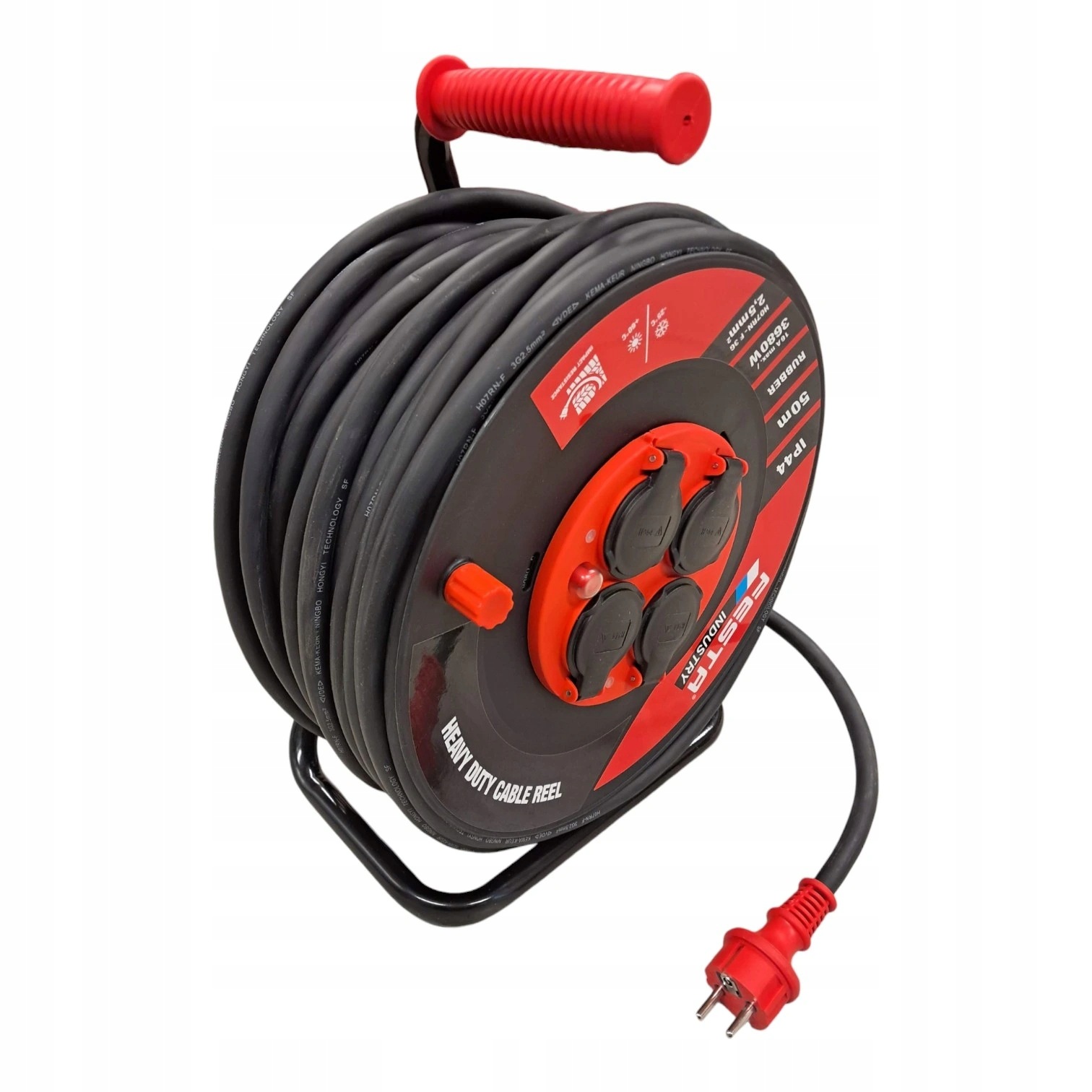 Kabel przedłużający na bębnie zewnętrzny Festa Industry 3x2.5mm 50m 230V max...