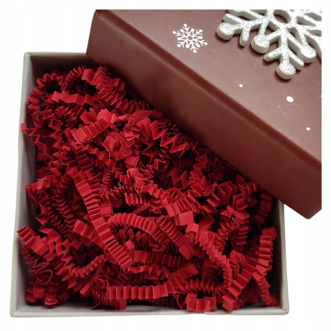 Wypełniacz ozdobny papierowy do paczek prezentów wiórki CZERWONY 500g Waga 0.5 kg