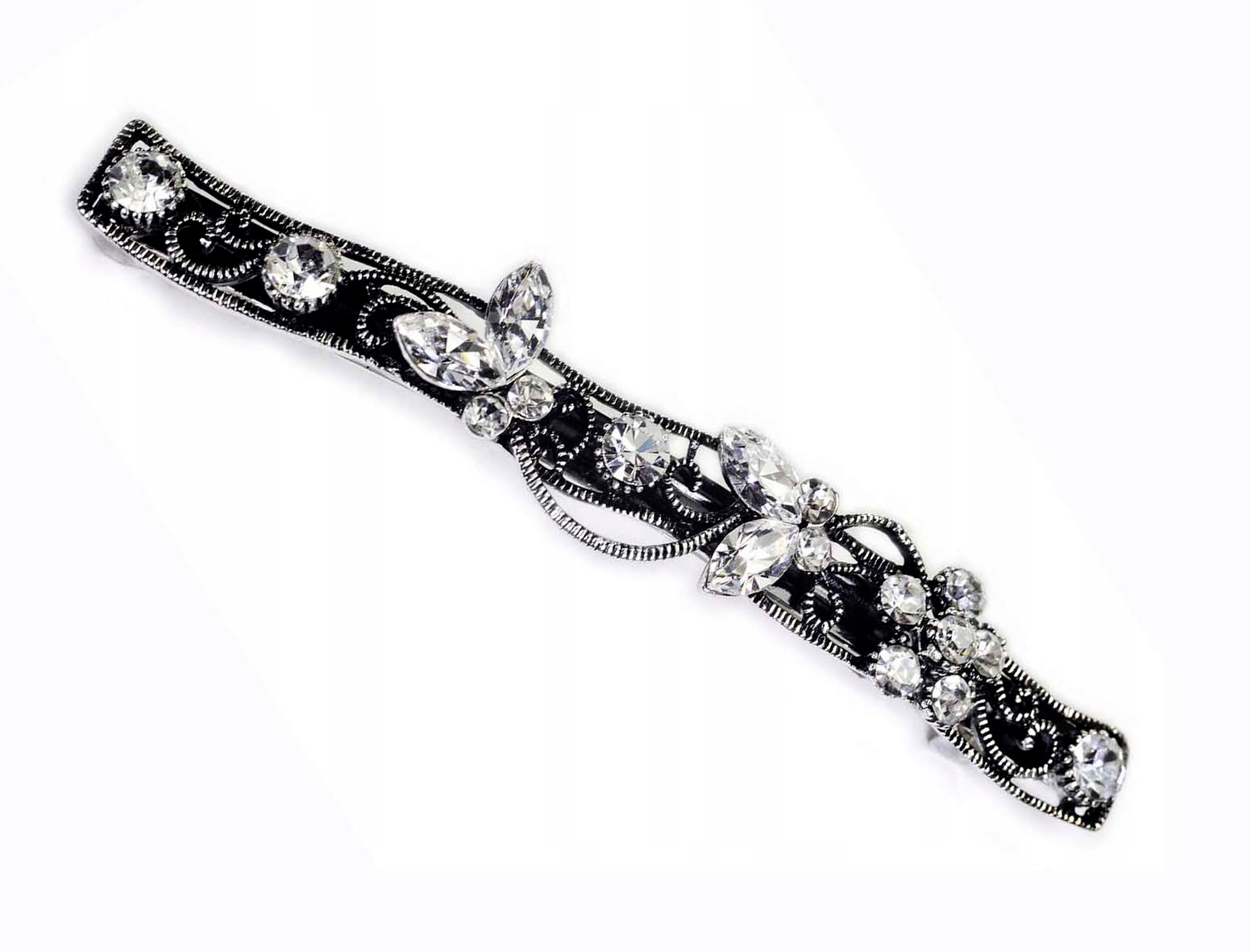 Francouzská spona, originální spona do vlasů zirkony, průhledná, svatební