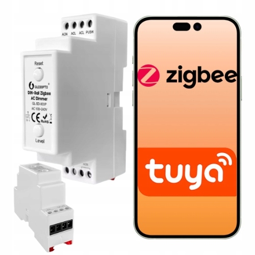Stmívač na Din lištu ZigBee Dimmer Led 230V Tuya Home Assistant