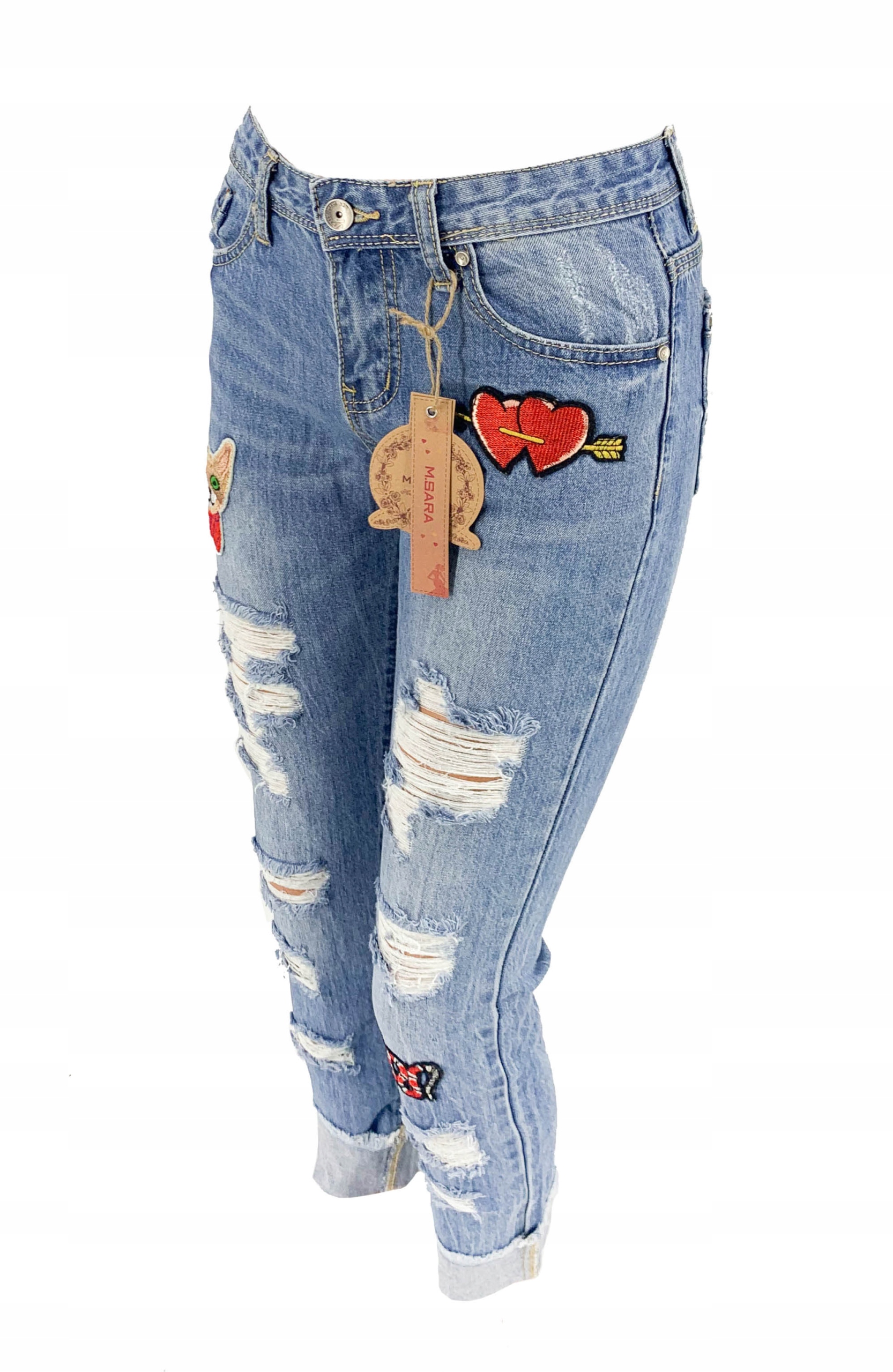 

Spodnie Jeans Damskie Boyfriend Dziury M.Sara S