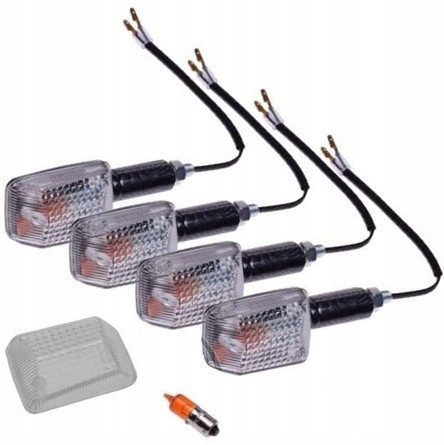 Kierunkowskazy mini carbon białe 4szt +klosz 23W