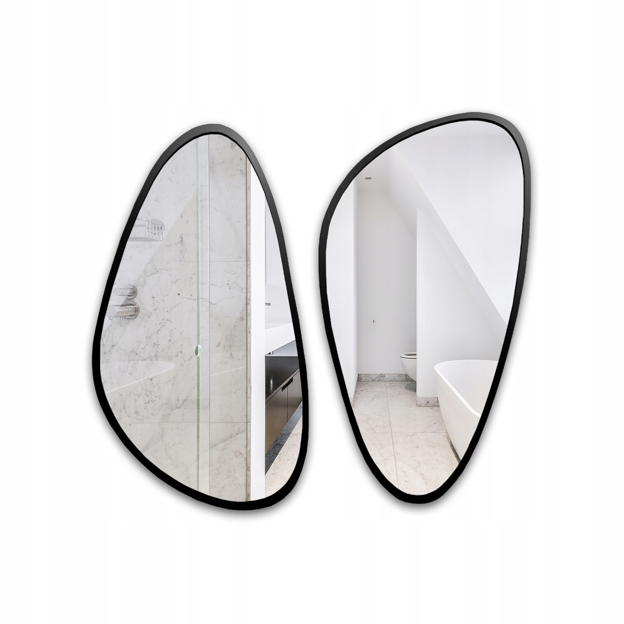 Sada dvou nepravidelných zrcadel Selenit v černém rámu Mdf 180x157