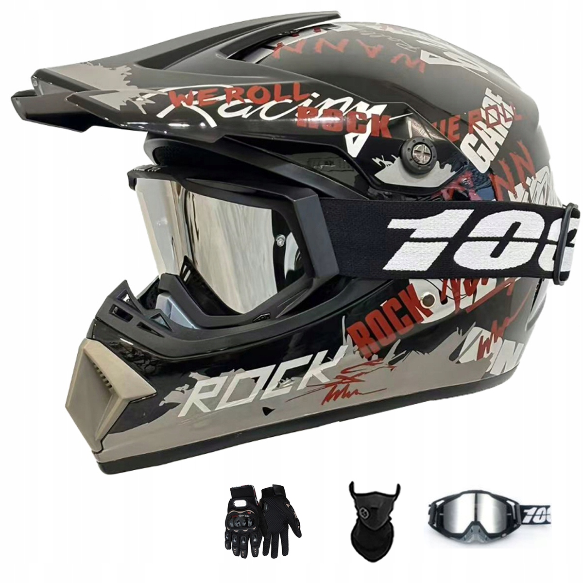 Motocyklová Přilba Lehká Enduro Quada Brýle Rukavice Maska S