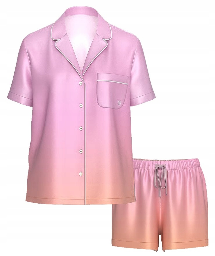 Krátké saténové pyžamo Victoria's Secret růžové ombre Xs (s)