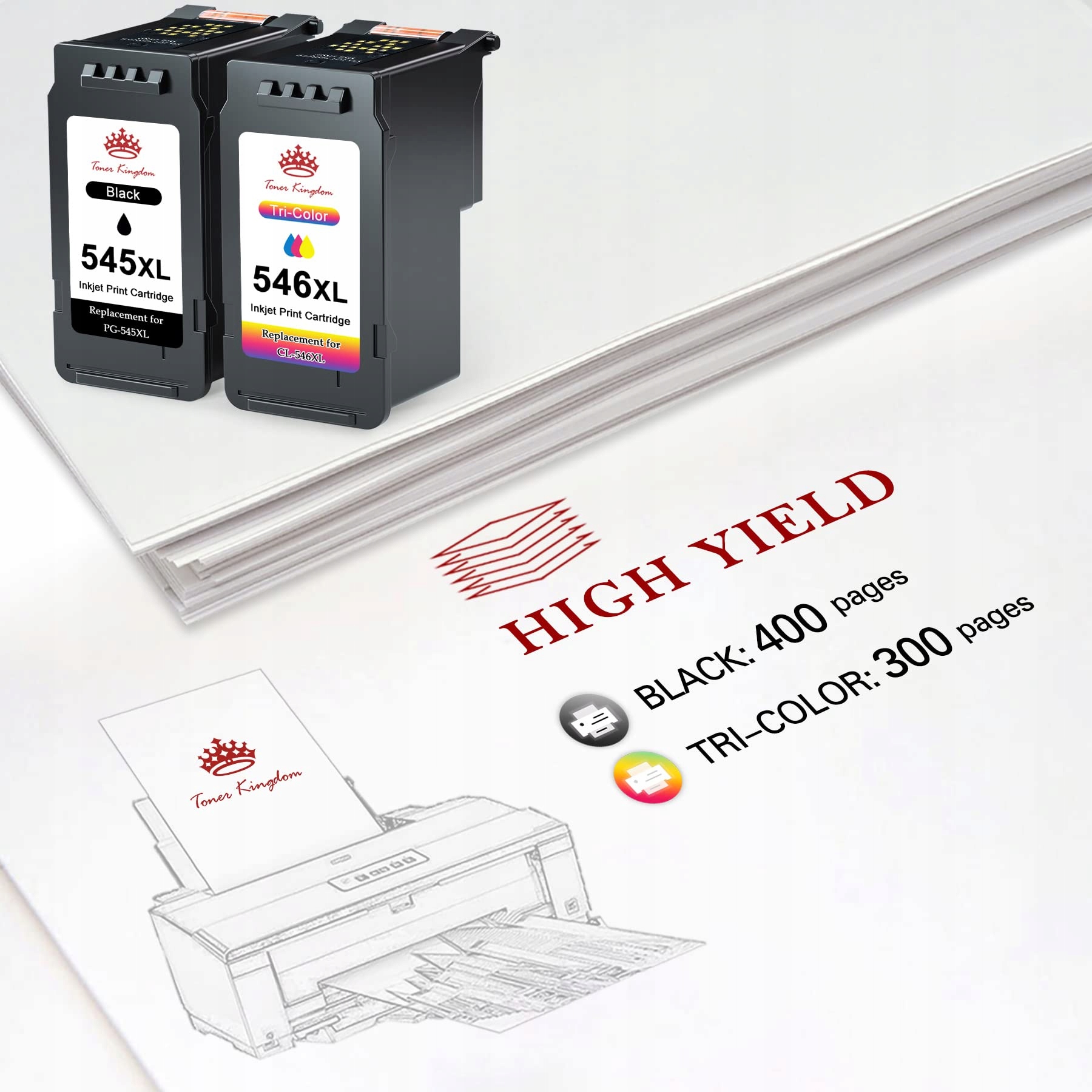 TONER KINGDOM PG-545XL CL-546XL Tusze Do Canon Pixma (Czarny Kolor) — miniatura 3