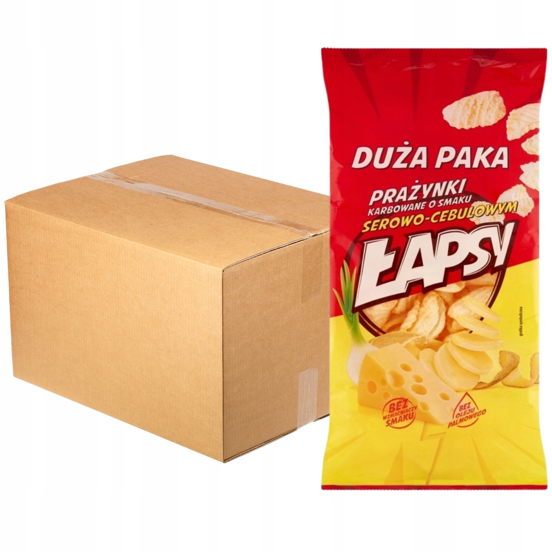 Levně Łapsy Vroubkované krekry s cibulovo-sýrovou omáčkou 110 g x 16 kusů