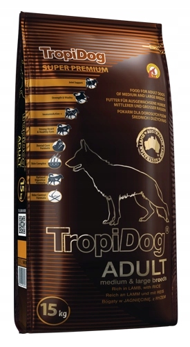 Levně Tropidog Premium Adult Medium & Large Breed jehněčí s rýží 15 kg