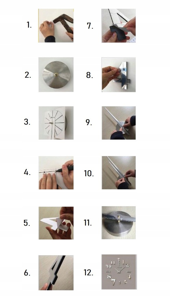 ZEGAR 3D ŚCXIENNY NAKLEJANY NOWOCZESNY LUSTRO XXL Materiał dominujący tworzywo sztuczne