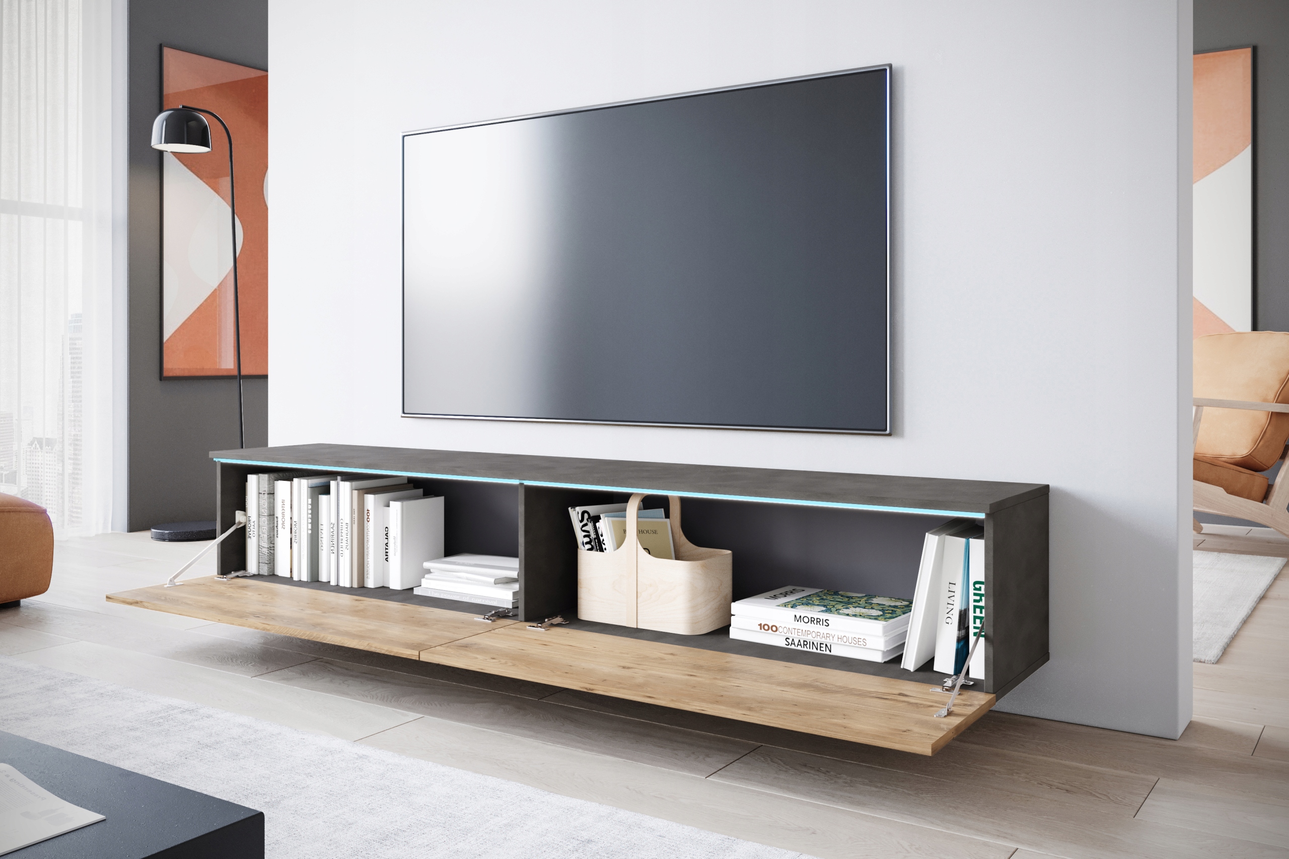 Szafka RTV Lowboard D 180cm MATERA / KASTANIEN BRESLAW Szerokość mebla 180 cm