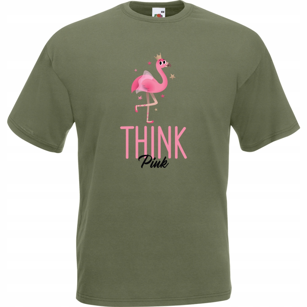 

Koszulka think pink flaming M oliwkowa