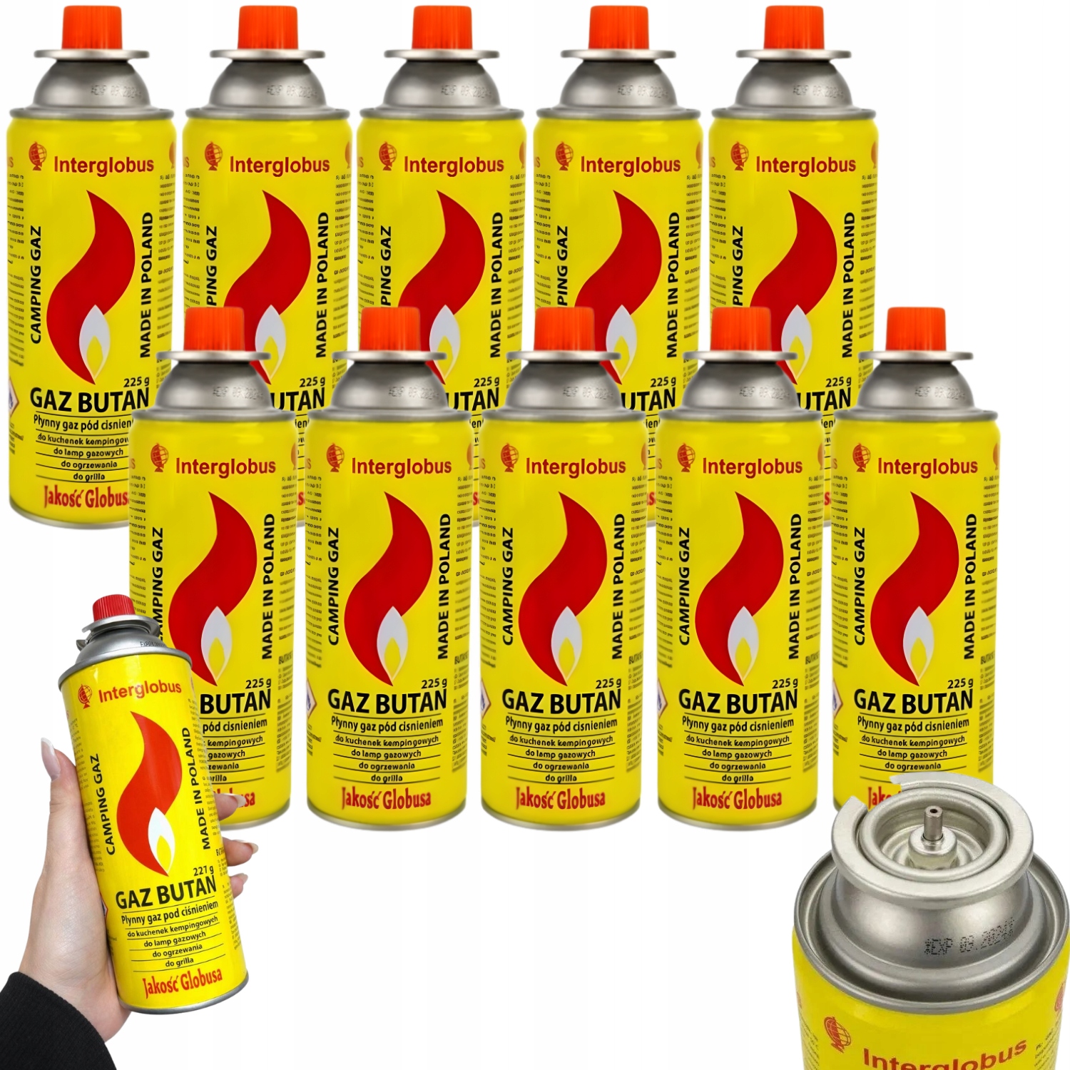 10xKartusz gazowy Inter Globus gaz do kuchenki turystycznej 225 g 400 ml