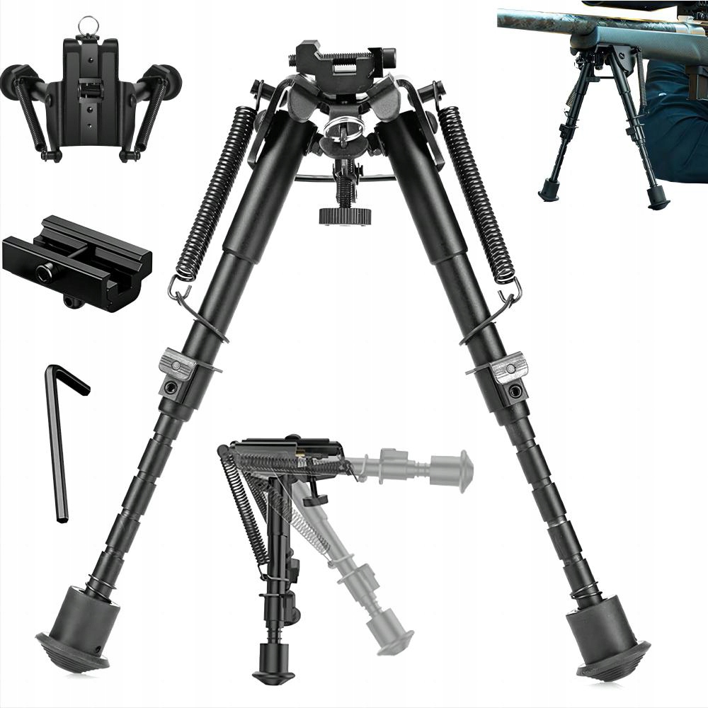 Bipod Dwójnóg Do Polowania 6"- 9" Stop Aluminium Czarny Adapter