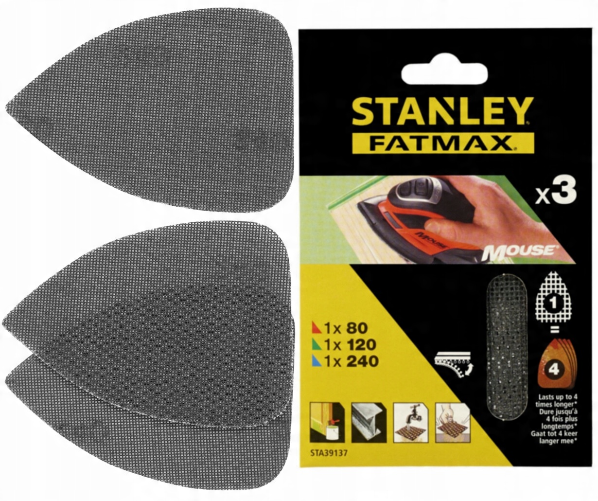 

Stanley 3x Siatka Ścierna Rzep Mouse K80/120/240