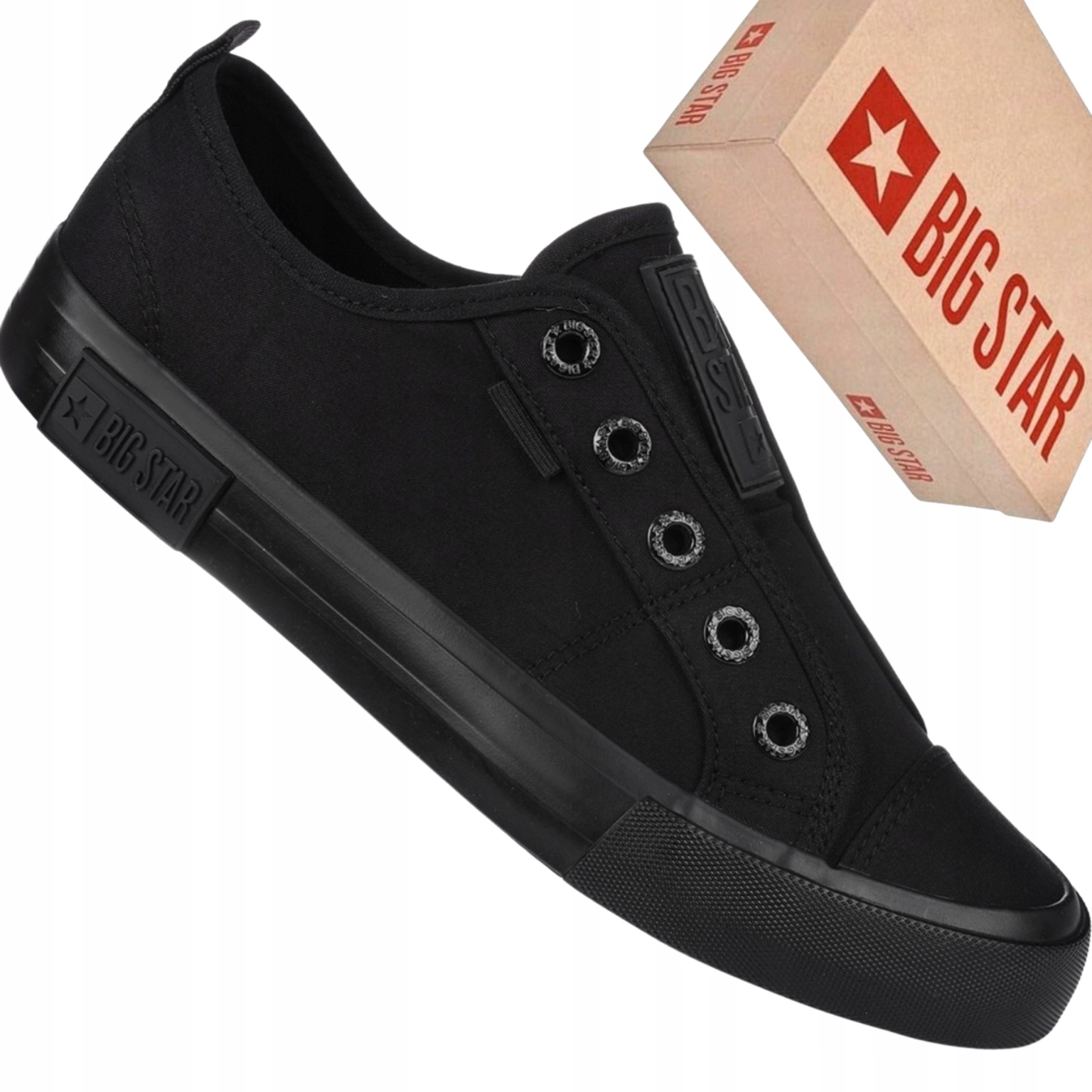 Trampki damskie wsuwane Big Star LL274161 czarne lekkie