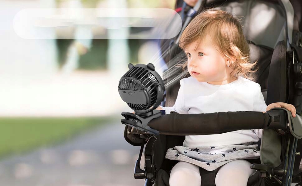 WENTYLATOR WIATRAK BIURKOWY Z KLIPSEM 2000mAh USB Model mały miś