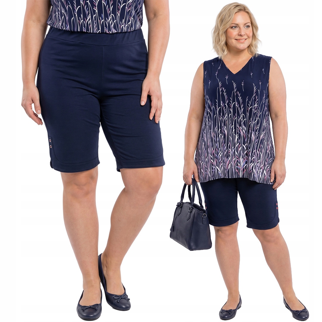 Krátké tmavě modré kraťasy s knoflíky plus size velikost 52/54