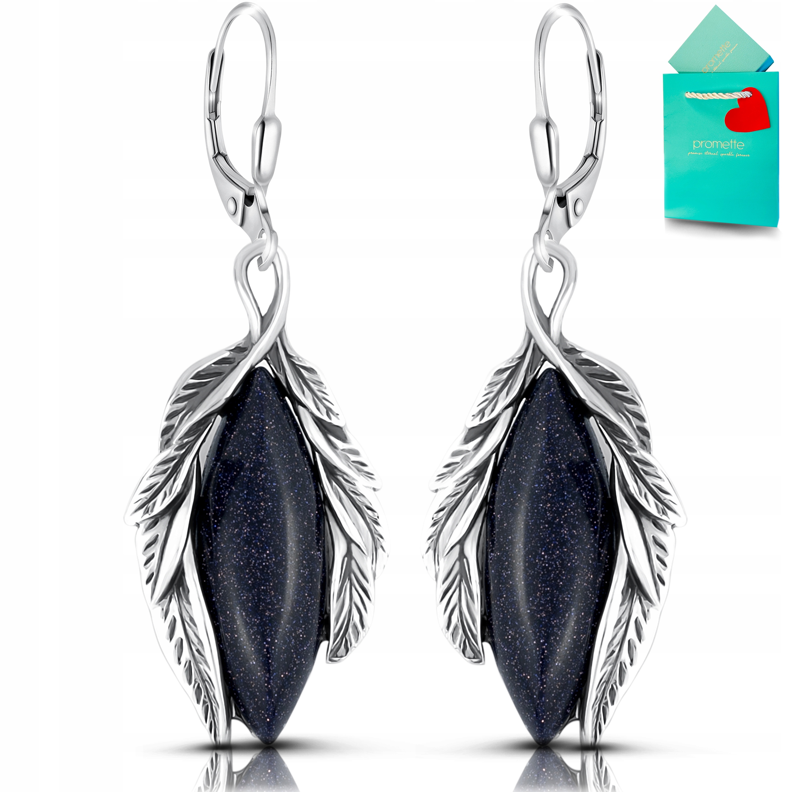 Stříbrné náušnice noc kairu visací s černým kamenem šperky stříbro 925