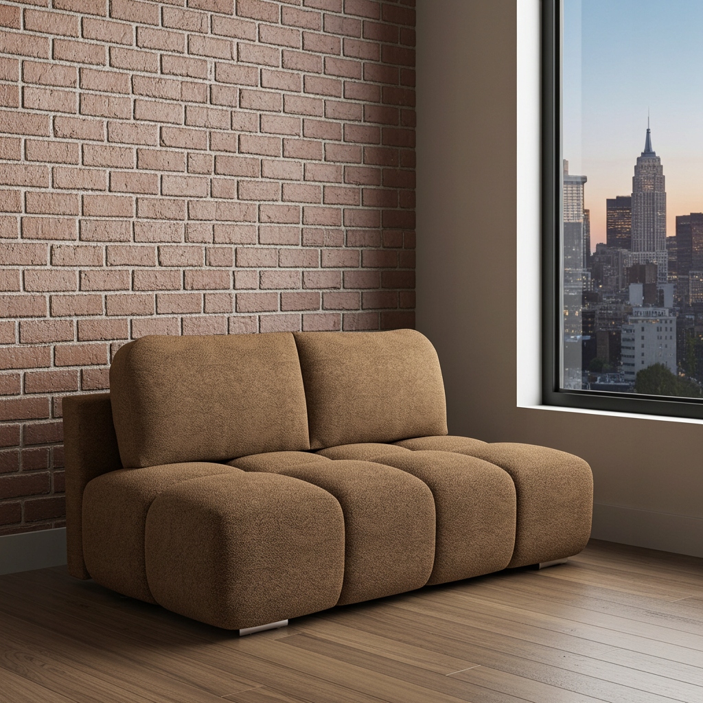 Malá Rozkládací Pohovka Funkce Spaní Honey Mini 195 CM Světle Hnědá Beránek