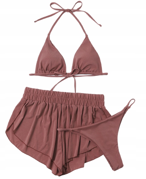 

3-CZĘŚCIOWY Strój Kąpielowy Bikini Z Szortami M