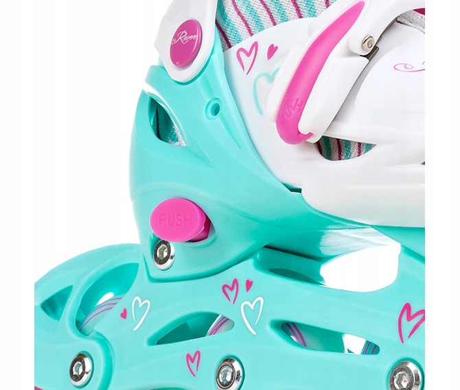 Rolki Łyżwy figurowe 2w1 Regulowane RAVEN Loret Mint 27-30 Kółka LED Kolor dominujący biały