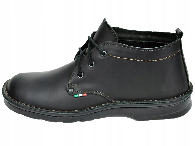 MĘSKIE POLSKIE TRZEWIKI SKÓRZANE 055 CZARNY 43 Kolor czarny