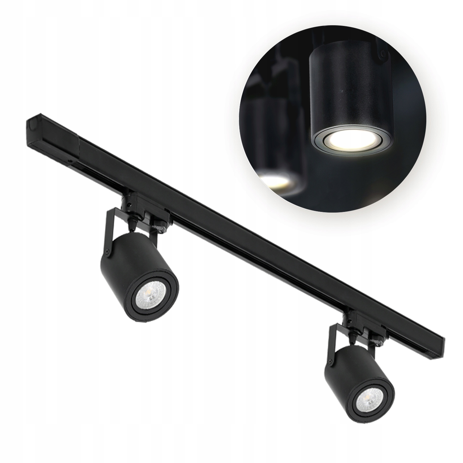Sada kolejnicová, černá, 3fázová, 2x reflektor na GU10 1m kolejnice, komplet