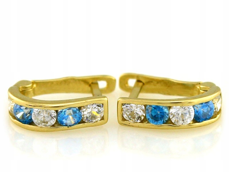 Dětské Náušnice Zlaté 585 Modré Zirkony 0,84g Čárka dárek