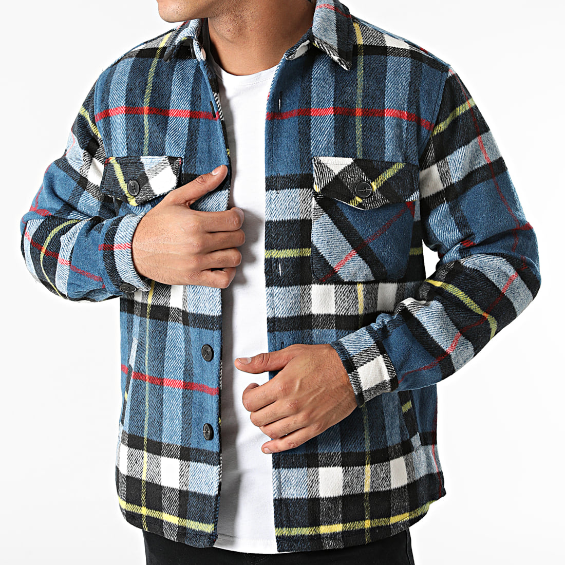 Pánská košile Svetr Mikina Vlna s podšívkou Mřížka