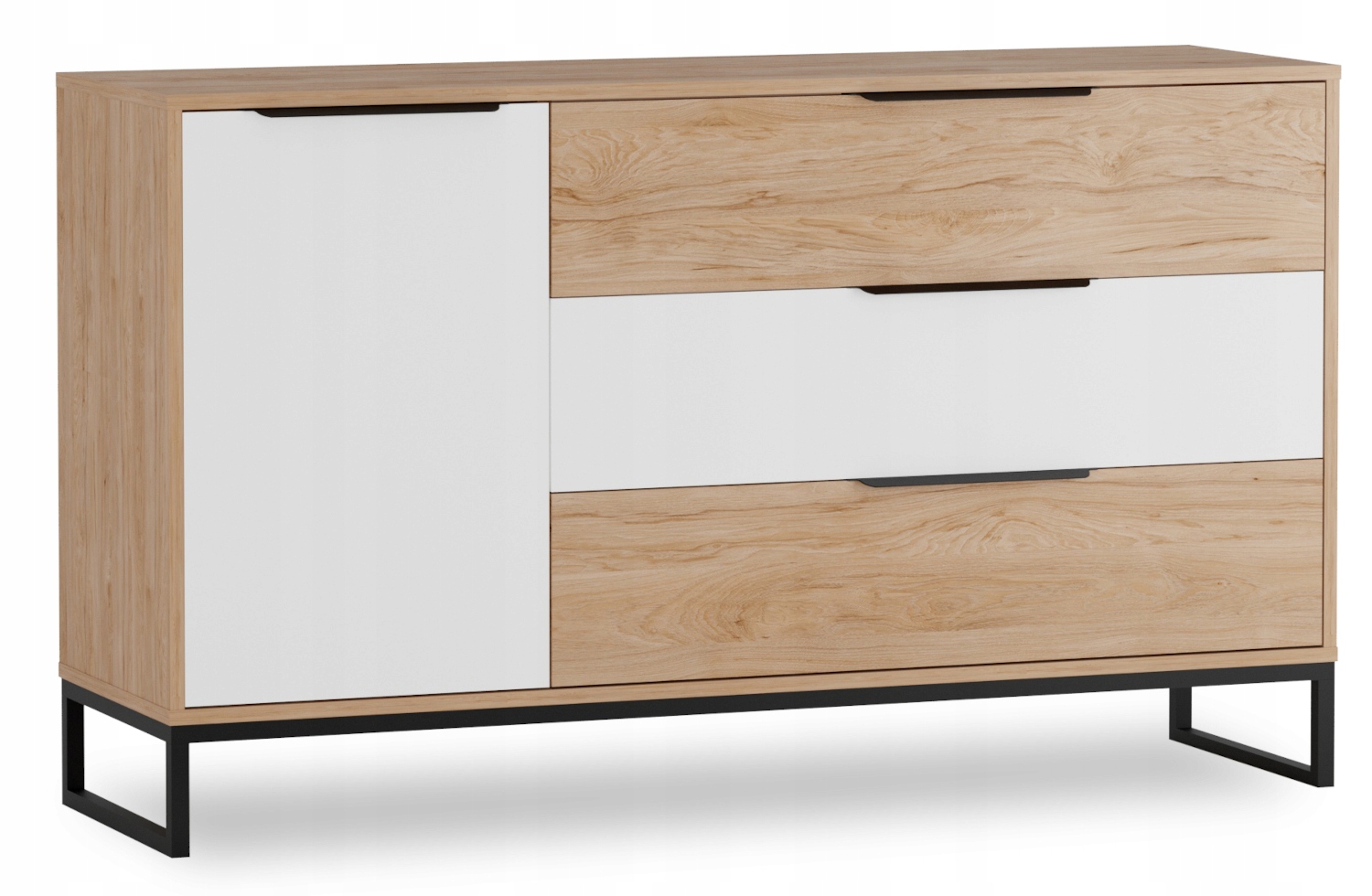 Komoda z szufladami LANDON nowoczesny loft hikora / biały