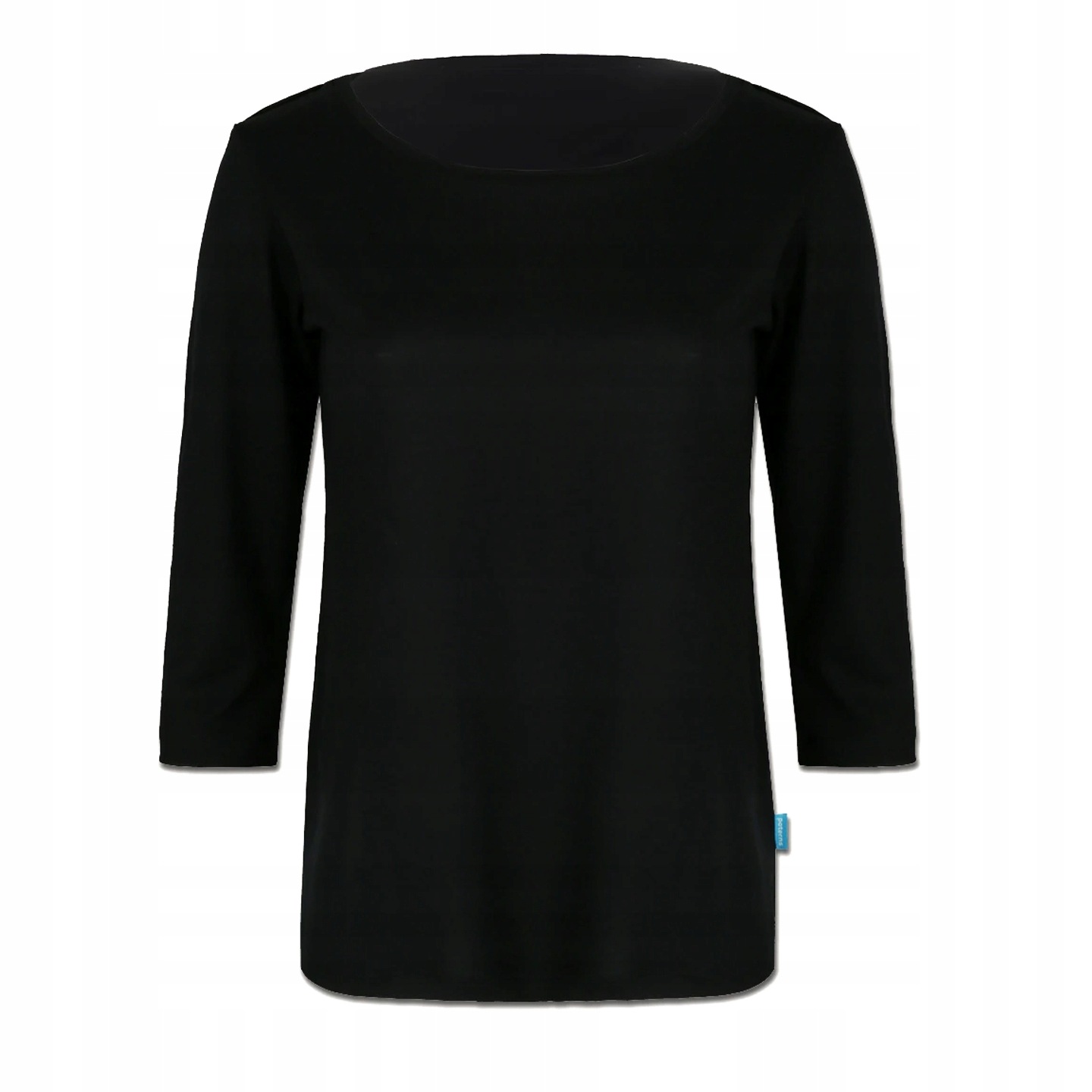 Koszulka damska z wełny merino 100% z rękawem 3/4 czarna XL