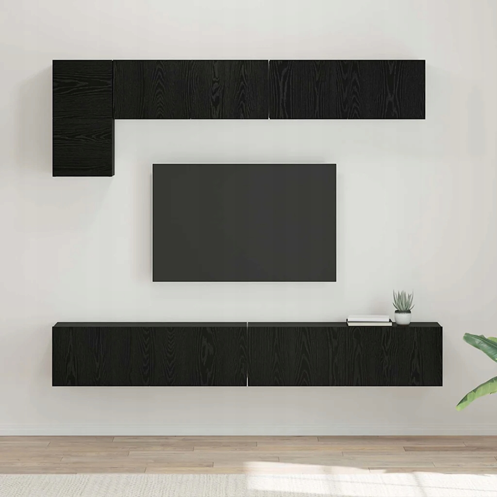 vidaXL Sestava Tv skříněk Nástěnný 5 pcs Černý dub kompozitní dřevo