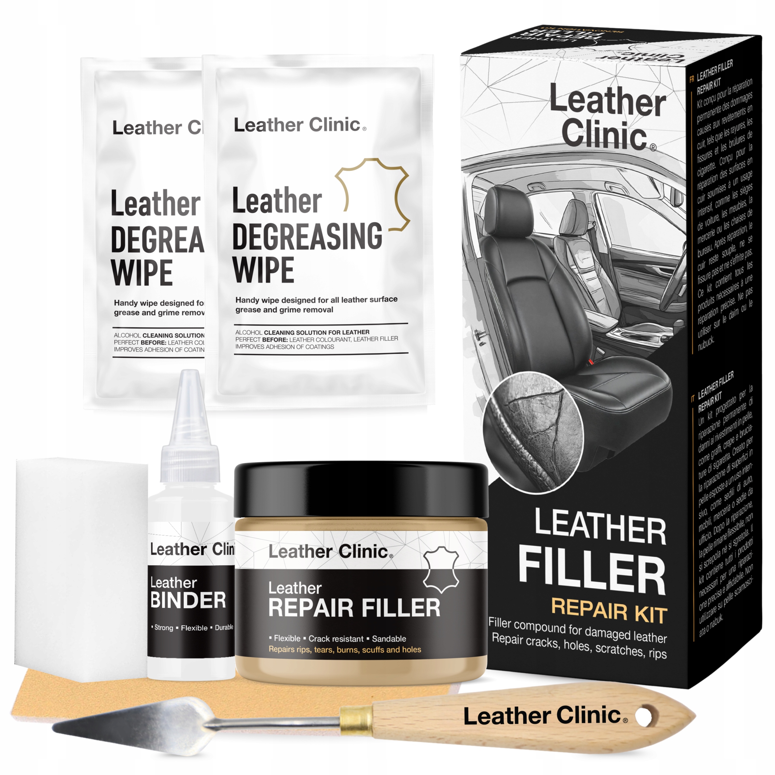 Zestaw do Naprawy Skóry Beżowa Szpachla do Skóry Renowacja Tapicerki 50ml